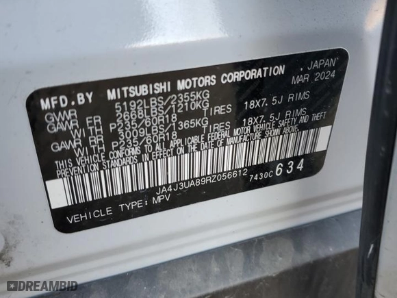 2024 Mitsubishi Outlander ES with VIN JA4J3UA89RZ056612, listed as a Copart auction lot 41985755 with 42,566 mi miles and Clean Title. Bid and sale history available at carsss.com. Image 13.
