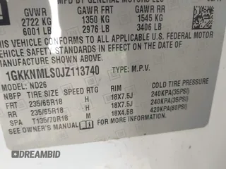 2018 GMC Acadia SLT with VIN 1GKKNMLS0JZ113740, listed as a IAAI auction lot 40977194 with 79,437 mi miles and . Bid and sale history available at carsss.com. Image 9.