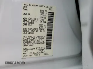 2021 Nissan Titan S с VIN 1N6AA1EE6MN520317, выставлен на аукционе Copart как лот 76320344 с пробегом 24 950 миль миль и Списание • Salvage title. История ставок и продаж доступна на DreamBid. Изображение 12.