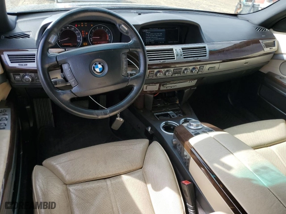 2006 BMW 7 Series 750Li with VIN WBAHN83566DT32047, listed as a Copart auction lot 49974585 with 0 mi miles and Salvage Title. Bid and sale history available at carsss.com. Image 8.
