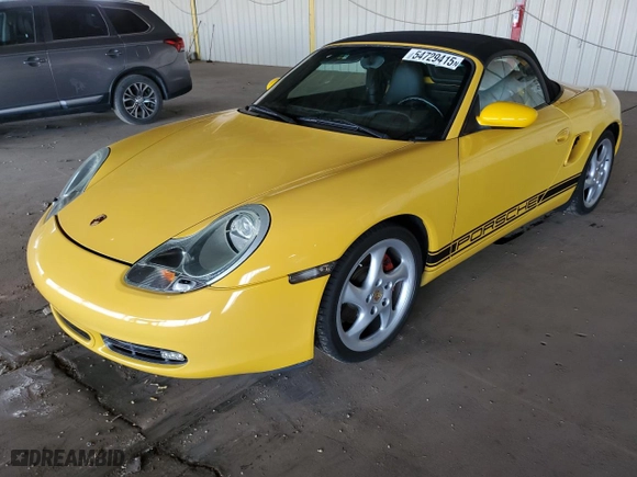 2001 Porsche Boxster S with VIN WP0CB29861U664518, listed as a Copart auction lot 54729415 with 131,300 mi miles and Clean Title. Bid and sale history available at carsss.com. Image 1.