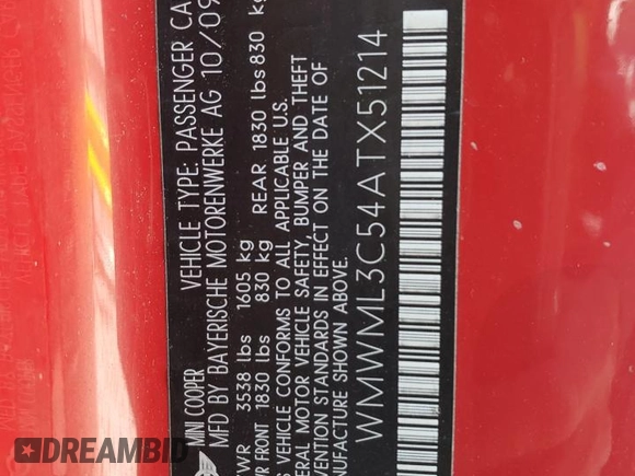 2010 MINI Clubman z VIN WMWML3C54ATX51214, wystawiony jako Copart lot #55023975 z przebiegiem 148 534 mil mil oraz Czysty tytuł • Clean title. Historia ofert i sprzedaży dostępna na DreamBid. Obrazek 12.