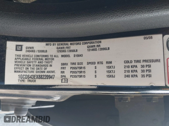 2008 Chevrolet Colorado z VIN 1GCDS43EX88220947, wystawiony jako IAAI lot #42173280 z przebiegiem 168 776 mil mil oraz . Historia ofert i sprzedaży dostępna na DreamBid. Obrazek 9.