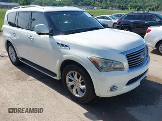 2011 Infiniti QX56 7-passenger with VIN JN8AZ2NEXB9000763, listed as a IAAI auction lot 42531524 with 190,421 mi miles and . Bid and sale history available at DreamBid. Image 1.