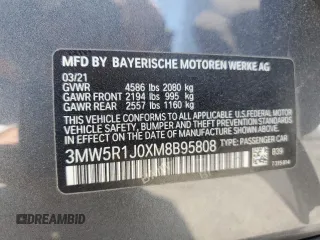 2021 BMW 3 Series 330i с VIN 3MW5R1J0XM8B95808, выставлен на аукционе Copart как лот 57659285 с пробегом 54 747 миль миль и Списание • Salvage title. История ставок и продаж доступна на DreamBid. Изображение 12.