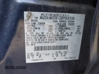 2004 Mazda Tribute LX with VIN 4F2CZ94114KM12271, listed as a IAAI auction lot 41955165 with Not Provided miles and . Bid and sale history available at carsss.com. Image 9.