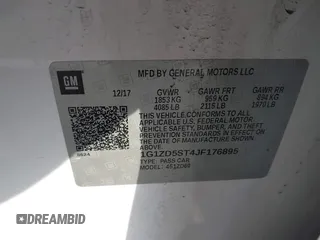 2018 Chevrolet Malibu LT with VIN 1G1ZD5ST4JF176895, listed as a IAAI auction lot 41105224 with 160,227 mi miles. Bid and sale history available at carsss.com. Image 9.