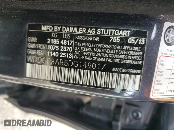 2013 Mercedes-Benz C 300 Sport with VIN WDDGF8AB5DG149017, listed as a Copart auction lot 70758944 with 99,378 mi miles and Salvage title. Bid and sale history available at DreamBid. Image 15.