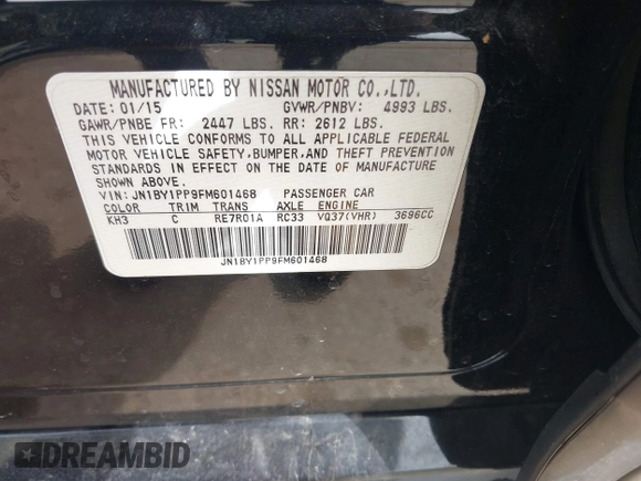 2015 Infiniti Q70 with VIN JN1BY1PP9FM601468, listed as a IAAI auction lot 41745618 with 138,932 mi miles and . Bid and sale history available at DreamBid. Image 9.