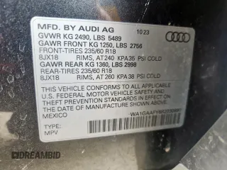 2024 Audi Q5 S line Premium with VIN WA1GAAFY6R2030890, listed as a Copart auction lot 59432555 with 33,671 mi miles and Salvage title. Bid and sale history available at DreamBid. Image 14.