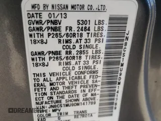 2013 Infiniti FX with VIN JN8CS1MU9DM141789, listed as a Copart auction lot 75931563 with 159,869 mi miles and Salvage title. Bid and sale history available at DreamBid. Image 13.