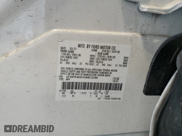 2017 Ford Edge Titanium z VIN 2FMPK4K81HBB72398, wystawiony jako Copart lot #55325635 z przebiegiem 112 917 mil mil oraz Nie do naprawy • Non repairable. Historia ofert i sprzedaży dostępna na DreamBid. Obrazek 12.