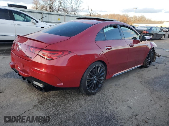 2022 Mercedes-Benz CLA 35 AMG with VIN W1K5J5BB4NN305922, listed as a Copart auction lot 87733195 with 27,247 mi miles and Salvage Title. Bid and sale history available at DreamBid. Image 3.