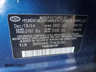 2015 Hyundai Elantra SE z VIN 5NPDH4AE7FH626393, wystawiony jako Copart lot #58972465 z przebiegiem 152 854 mil mil oraz Czysty tytuł • Clean title. Historia ofert i sprzedaży dostępna na DreamBid. Obrazek 12.