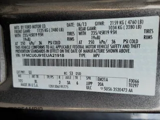 2014 Ford Escape Titanium с VIN 1FMCU0J91EUA21918, выставлен на аукционе Copart как лот 59161865 с пробегом 118 003 миль миль и Списание • Salvage title. История ставок и продаж доступна на DreamBid. Изображение 12.