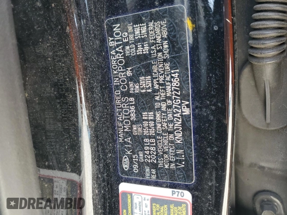 2016 Kia Soul with VIN KNDJN2A27G7278641, listed as a Copart auction lot 51464015 with 154,086 mi miles and Salvage Title. Bid and sale history available at carsss.com. Image 15.