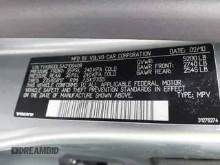 2010 Volvo XC60 3.2L with VIN YV4960DL5A2106408, listed as a IAAI auction lot 42047320 with 179,847 mi miles. Bid and sale history available at carsss.com. Image 9.