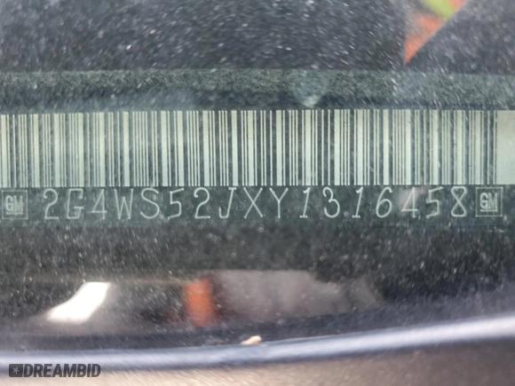 2000 Buick Century Custom with VIN 2G4WS52JXY1316458, listed as a Copart auction lot 52145485 with 0 mi miles and Salvage Title. Bid and sale history available at carsss.com. Image 12.