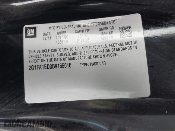 2011 Chevrolet Camaro 2LS с VIN 2G1FA1ED3B9165616, выставлен на аукционе IAAI как лот 40864625 с пробегом 145 035 миль миль и . История ставок и продаж доступна на DreamBid. Изображение 9.