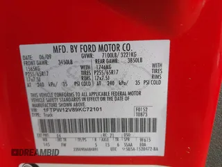 2009 Ford F-150 XL with VIN 1FTPW12V89KC72101, listed as a IAAI auction lot 41931471 with 91,729 mi miles. Bid and sale history available at carsss.com. Image 9.