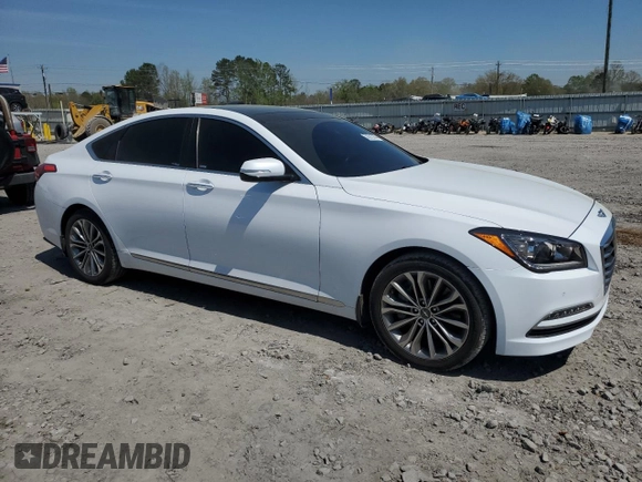 2017 Genesis G80 3.8L z VIN KMHGN4JE6HU174446, wystawiony jako Copart lot #50921035 z przebiegiem 76 051 mil mil oraz Szkody całkowita. Historia ofert i sprzedaży dostępna na DreamBid. Obrazek 4.