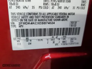 2014 Ford Edge Limited with VIN 2FMDK4KCXEBB74024, listed as a Copart auction lot 44620515 with 205,128 mi miles and Salvage Title. Bid and sale history available at carsss.com. Image 13.