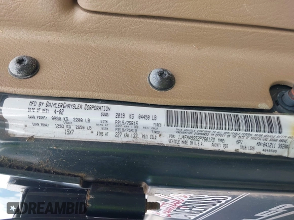 2002 Jeep Wrangler Sport with VIN 1J4FA49S52P760173, listed as a IAAI auction lot 42468550 with 201,682 mi miles and . Bid and sale history available at DreamBid. Image 9.