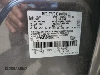 2022 Ford Maverick XL z VIN 3FTTW8E91NRB07146, wystawiony jako Copart lot #54366835 z przebiegiem 23 309 mil mil oraz Szkoda całkowita • Salvage title. Historia ofert i sprzedaży dostępna na DreamBid. Obrazek 12.