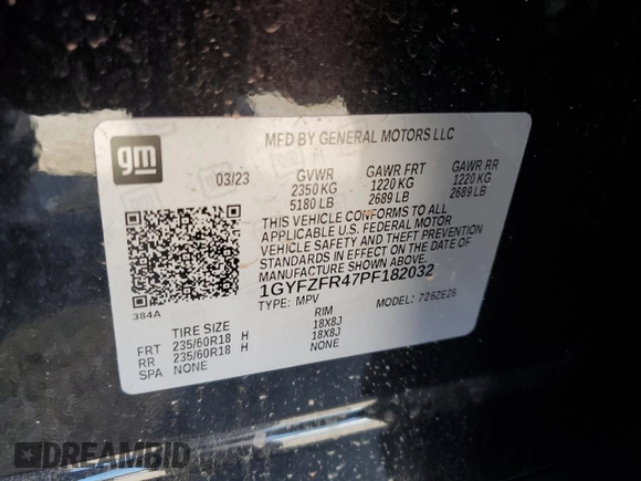 2023 Cadillac XT4 AWD Sport with VIN 1GYFZFR47PF182032, listed as a Copart auction lot 73115084 with 17,895 mi miles and Salvage Title. Bid and sale history available at carsss.com. Image 15.