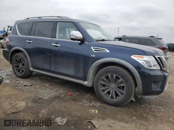 2018 Nissan Armada Platinum with VIN JN8AY2NE8J9730401, listed as a Copart auction lot 44050385 with 77,305 mi miles and Salvage Title. Bid and sale history available at carsss.com. Image 4.