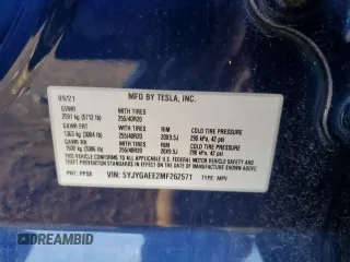 2021 Tesla Model Y Long Range with VIN 5YJYGAEE2MF262571, listed as a Copart auction lot 47309485 with 57,431 mi miles and Salvage Title. Bid and sale history available at carsss.com. Image 14.
