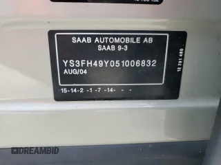 2005 Saab 9-3 Aero z VIN YS3FH49Y051006832, wystawiony jako Copart lot #72547724 z przebiegiem 102 517 mil mil oraz Szkoda całkowita • Salvage title. Historia ofert i sprzedaży dostępna na DreamBid. Obrazek 14.