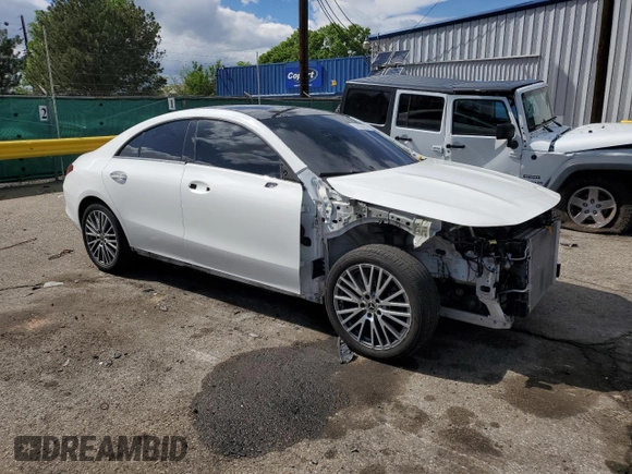 2021 Mercedes-Benz CLA 250 with VIN W1K5J4HB8MN170007, listed as a Copart auction lot 57405655 with 41,910 mi miles and Salvage title. Bid and sale history available at DreamBid. Image 4.