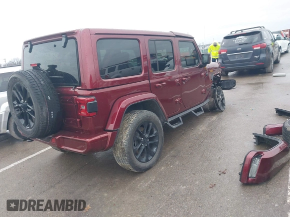 2021 Jeep Wrangler Unlimited Sahara with VIN 1C4HJXEN5MW609102, listed as a IAAI auction lot 41446454 with 31,846 mi miles and . Bid and sale history available at DreamBid. Image 4.