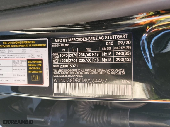 2021 Mercedes-Benz GLC with VIN W1N0G8DB5MV264497, listed as a Copart auction lot 48339425 with 71,798 mi miles and Salvage Title. Bid and sale history available at carsss.com. Image 13.