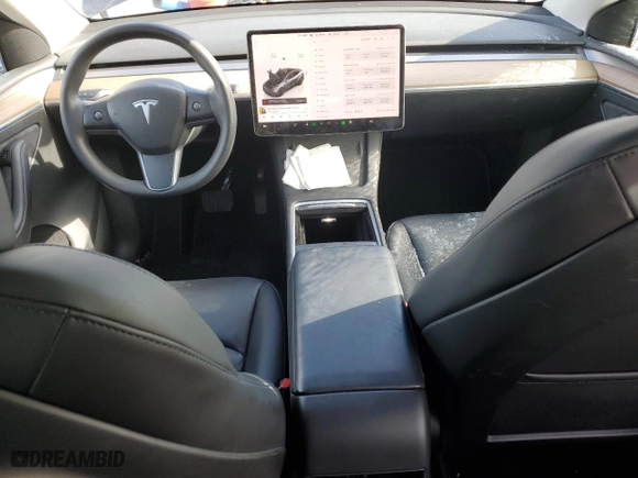 2023 Tesla Model Y Long Range with VIN 7SAYGDEE6PF841748, listed as a Copart auction lot 43748195 with 22,563 mi miles and Salvage Title. Bid and sale history available at carsss.com. Image 8.