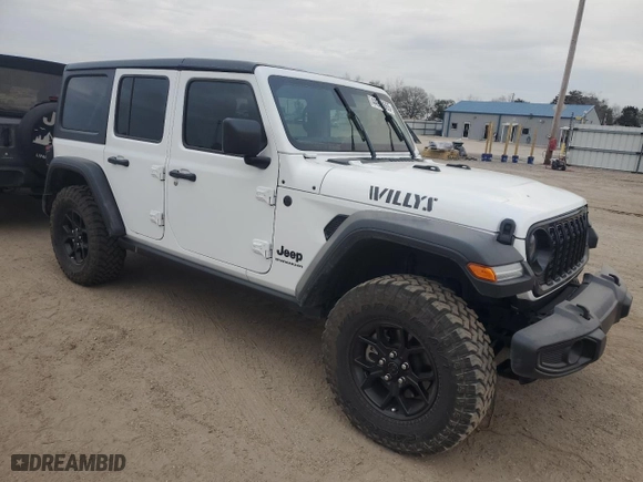 2024 Jeep Wrangler Sport with VIN 1C4PJXDG5RW319108, listed as a Copart auction lot 44982665 with 13,472 mi miles and Salvage Title. Bid and sale history available at carsss.com. Image 4.