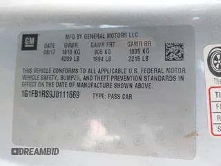2018 Chevrolet Camaro 1LT z VIN 1G1FB1RS9J0111669, wystawiony jako IAAI lot #41898160 z przebiegiem Nie podano mil oraz . Historia ofert i sprzedaży dostępna na DreamBid. Obrazek 9.