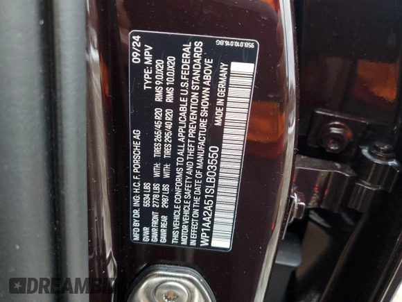 2025 Porsche Macan with VIN WP1AA2A51SLB03550, listed as a Copart auction lot 88043255 with 620 mi miles and Salvage title. Bid and sale history available at DreamBid. Image 13.