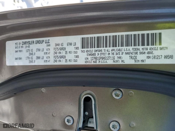 2010 Dodge Ram 1500 SLT with VIN 1D7RB1GP8AS127116, listed as a Copart auction lot 46062355 with 106,546 mi miles and Salvage Title. Bid and sale history available at carsss.com. Image 12.