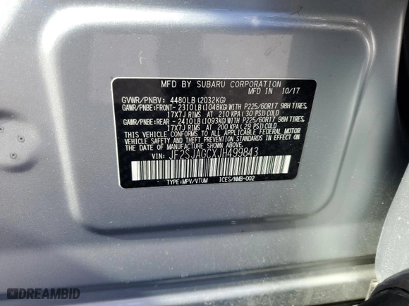 2018 Subaru Forester Premium with VIN JF2SJAGCXJH499843, listed as a Copart auction lot 50978685 with 15,454 mi miles and Salvage Title. Bid and sale history available at carsss.com. Image 12.
