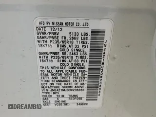 2013 Nissan Murano S with VIN JN8AZ1MU3DW206868, listed as a Copart auction lot 81596264 with 166,778 mi miles and Salvage Title. Bid and sale history available at carsss.com. Image 15.