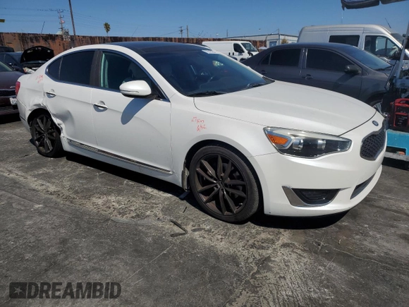 2014 Kia Cadenza Premium with VIN KNALN4D73E5155095, listed as a Copart auction lot 72916254 with 108,262 mi miles and Salvage Title. Bid and sale history available at carsss.com. Image 4.