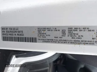 2024 Ram ProMaster Cargo Tradesman with VIN 3C6LRVDG3RE136772, listed as a IAAI auction lot 41879274 with 17,458 mi miles and . Bid and sale history available at DreamBid. Image 8.