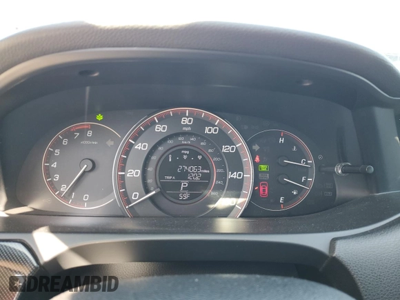 2015 Honda Accord Sport with VIN 1HGCR2F57FA067488, listed as a Copart auction lot 49556055 with 274,063 mi miles and Salvage Title. Bid and sale history available at DreamBid. Image 9.