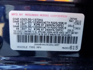 2012 Mitsubishi Outlander Sport SE with VIN JA4AR4AU3CZ011457, listed as a Copart auction lot 46955935 with 219,321 mi miles and Clean Title. Bid and sale history available at carsss.com. Image 12.