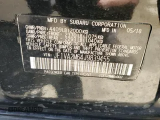 2018 Subaru WRX STI with VIN JF1VA2M64J9839455, listed as a Copart auction lot 60698505 with Not provided miles and Salvage title. Bid and sale history available at DreamBid. Image 12.