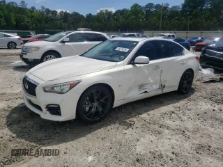 2015 Infiniti Q50 Premium with VIN JN1BV7APXFM343157, listed as a Copart auction lot 56876025 with 109,054 mi miles and Salvage title. Bid and sale history available at DreamBid. Image 1.