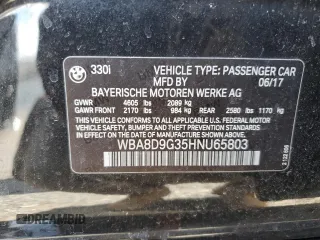 2017 BMW 3 Series 330i xDrive with VIN WBA8D9G35HNU65803, listed as a Copart auction lot 51901045 with 72,562 mi miles and Salvage title. Bid and sale history available at DreamBid. Image 12.