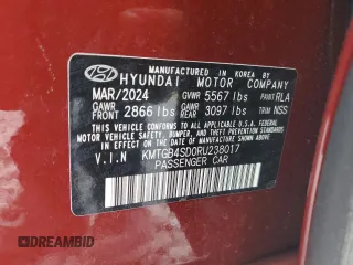 2024 Genesis G80 Sport z VIN KMTGB4SD0RU238017, wystawiony jako Copart lot #56281175 z przebiegiem Nie podano mil oraz Nie do naprawy • Non repairable. Historia ofert i sprzedaży dostępna na DreamBid. Obrazek 13.